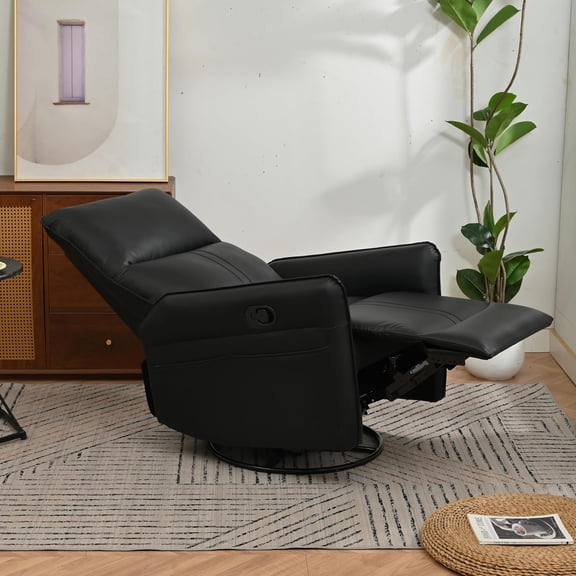 Howcool Power Swivel Rocker Recliner Chair for Nursery, Upholstered 270° Swivel Glider Chair with USB Ports, Power Recliners for Small Spaces Living Room,Black