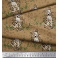 thumbnail image 3 of Soimoi polyester Crepe Fabric Clover Grass & Lion Animal Print Sewing Fabric Yard 52 Inch Wide, 3 of 3