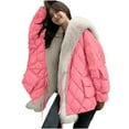 thumbnail image 7 of Nnhblu Winter Coats for Womens Womens 2023 Long Sleeve Fuzzy Fleece Open Front Hooded Cardigans Jacket Coats Outerwear with Pocket Pink Outerwear, 7 of 7