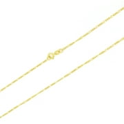 Nuragold 14k Yellow Gold 1.1mm Solid Figaro Chain Link Pendant Necklace, Womens Jewelry 16" - 30"