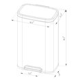 Silver Trash Can,45L Rectangular Step Trash Can with Pedaloperated Lid