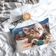 thumbnail image 5 of Honeii Playful Cat Print Pillow Cases,Plush Throw Pillow Covers,Decorative Pillowcase for Sofa, Couch, Living Room-14"x20", 5 of 6