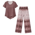 thumbnail image 5 of Womens Lounge 2 Piece Outfits Casual Wide Leg Crop Pants and Top Matching Set Summer Holidays Beach Clothes, 5 of 6