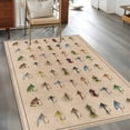 thumbnail image 3 of Fish Hook Washable Area Rugs 4'x6', Retro Colorful Fish Hook Biographies Linen Texture Low Pile Throw Living Room Rug Non-Slip Sturdy Edge Binding Carpet for Indoor Entryway Bedside Kitchen, 3 of 9