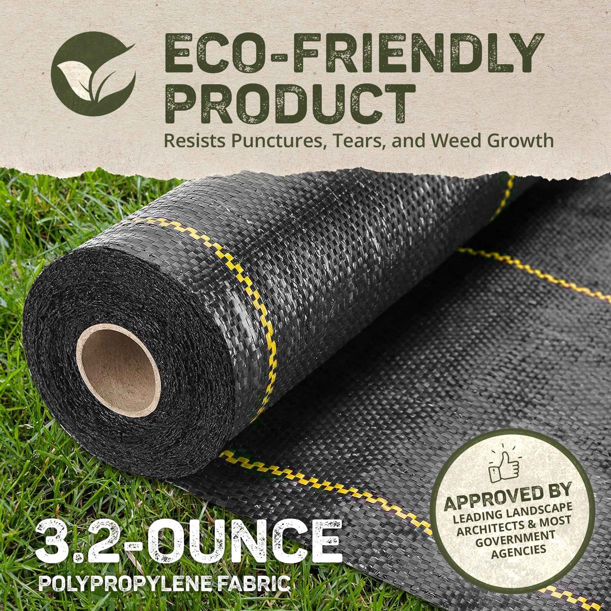 DeWitt Sunbelt Weed Barrier Fabric 3.2 oz, Heavy-Duty Ground Cover, 6x300 & 4x300 Feet
