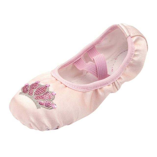 Wdgfv Girls Ballet Shoes for Practice Ballet Slipper for Dancing Rose Gold 7-8 Years