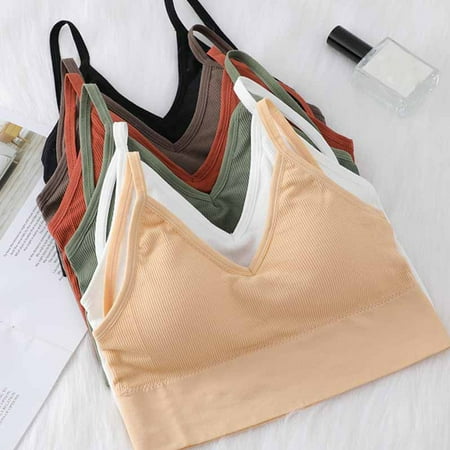 TureClos Sexy Crop Tops Sleeveless Sports Lingerie Top Strap Bra Bralette  White  M