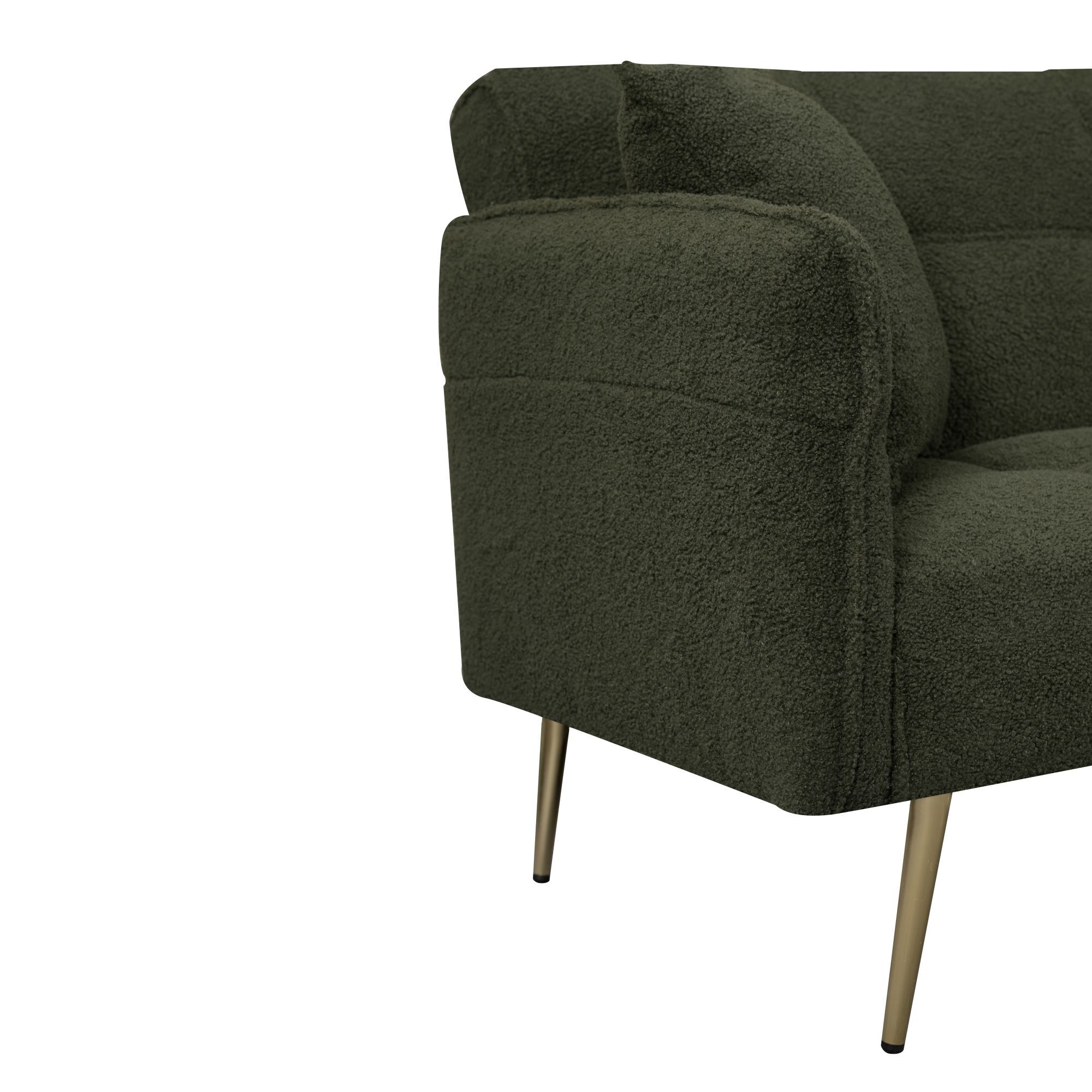 DEALTOPS 70'' Modern Loveseat Sofa, Convertible Teddy Fabric Couch with Adjustable Arms, Green