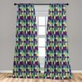 thumbnail image 5 of Ambesonne Geometric Curtains, Colorful Art Striped Cube, Pair of 28"x84", Dark Seafoam Purple and Plum, 5 of 5