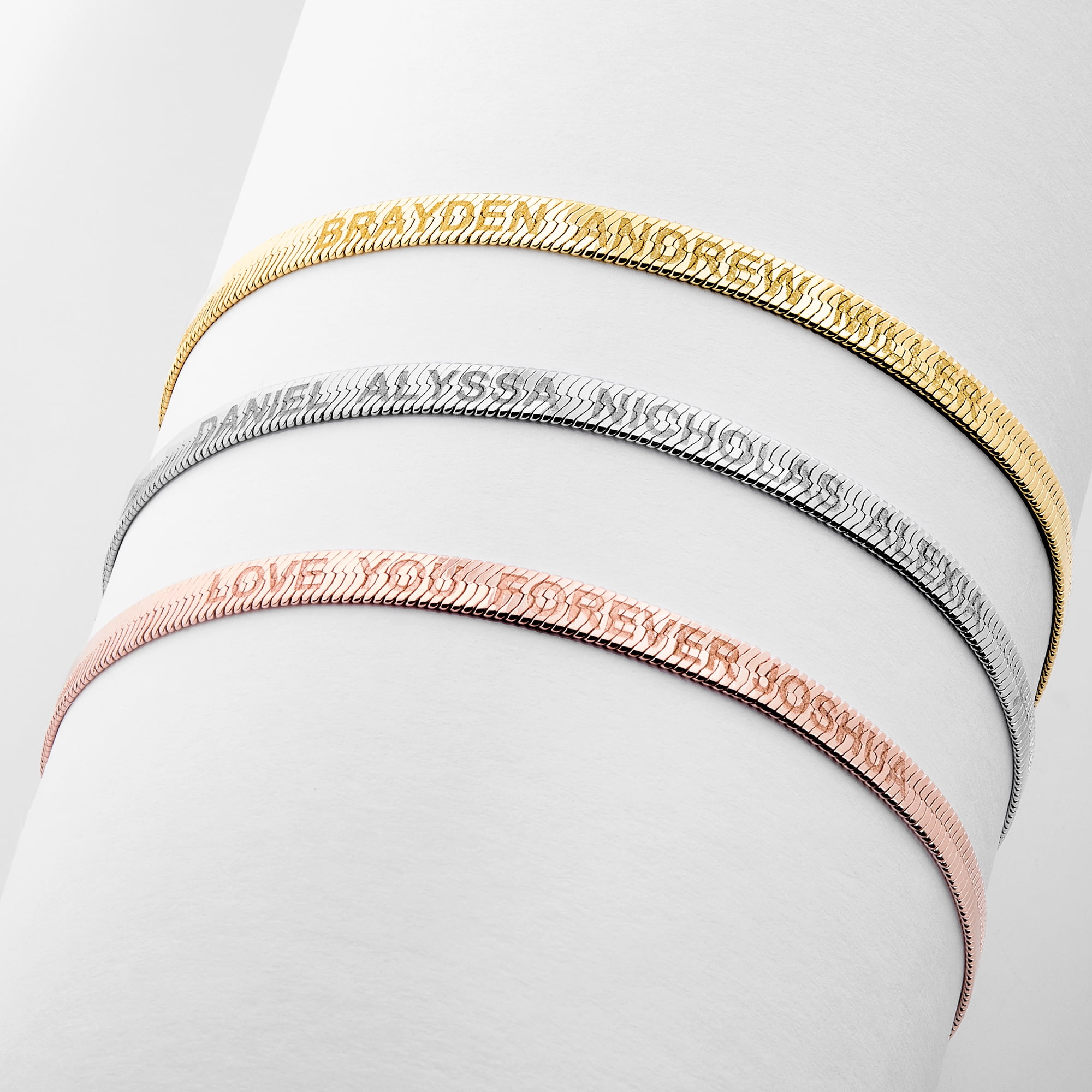 Personalized Planet Women's Engraved Herringbone Bracelet 8.5"