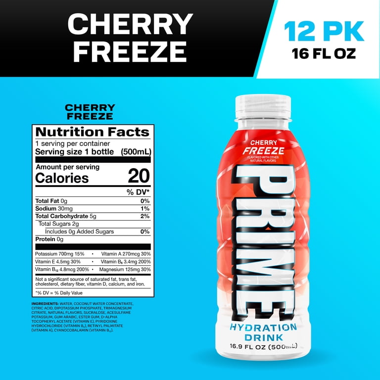 Prime Hydration Cherry Freeze, 16.9 fl oz, 12 Pack photo 2