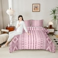 thumbnail image 4 of Feelyou Pink Western Aztec Full Size Comforter Sets for Women, Boho Triangle Square Bedding Comforter Set, Hippie Mandala Style Reversible Bedding Sets, Super Cozy Room Decor, 3-Piece, 4 of 8