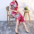 thumbnail image 5 of Women Dress New Year Chinese Style Event Short Sleeve Retro Long Cheongsam Lady, 5 of 10