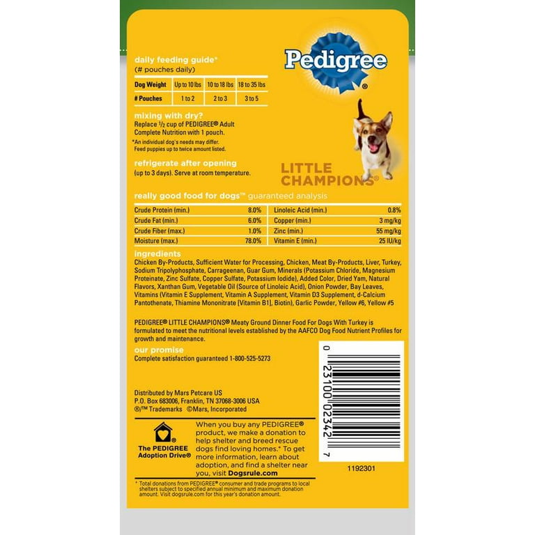 Pedigree Little Champions Meaty Ground Dinner With Turkey Wet Dog Food 5.3 Oz Walmart
