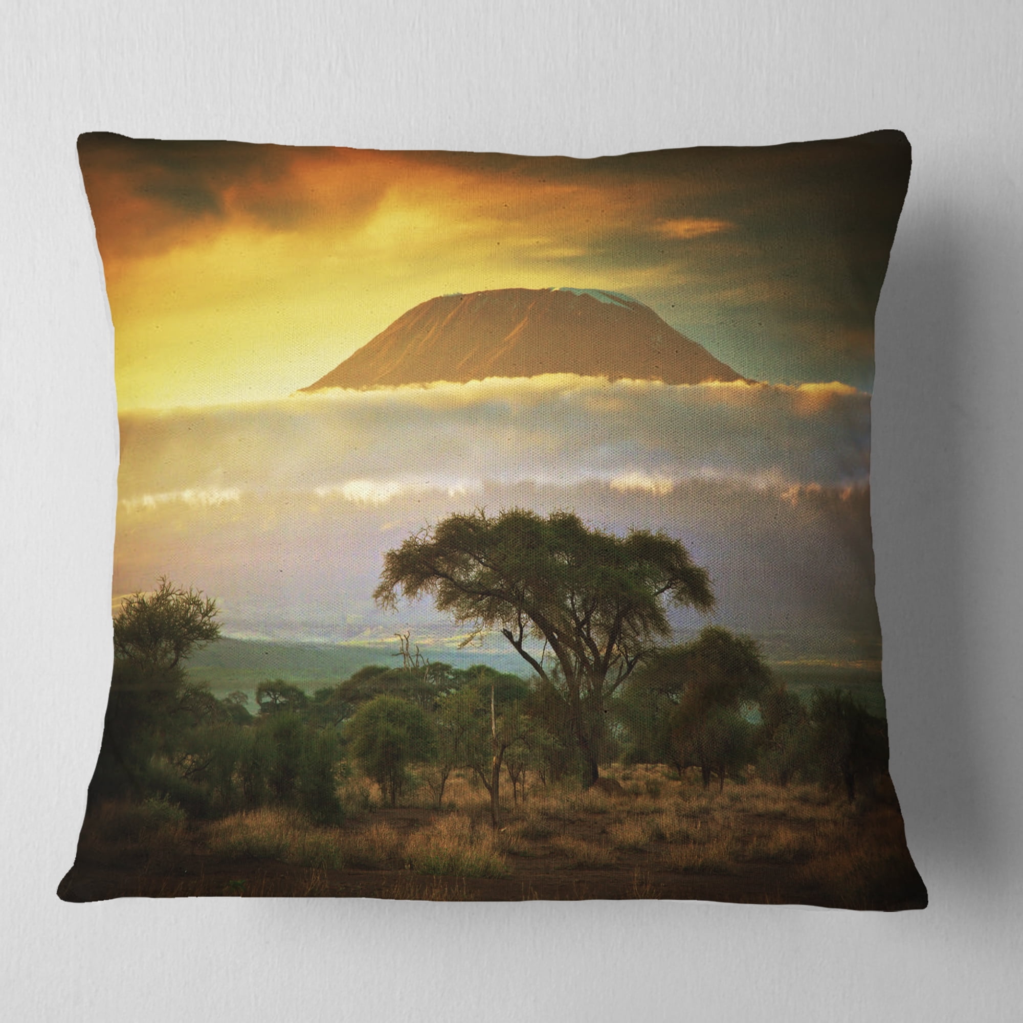 Designart Mount Kilimanjaro - Photography Landscape Printed Throw Pillow - 18x18