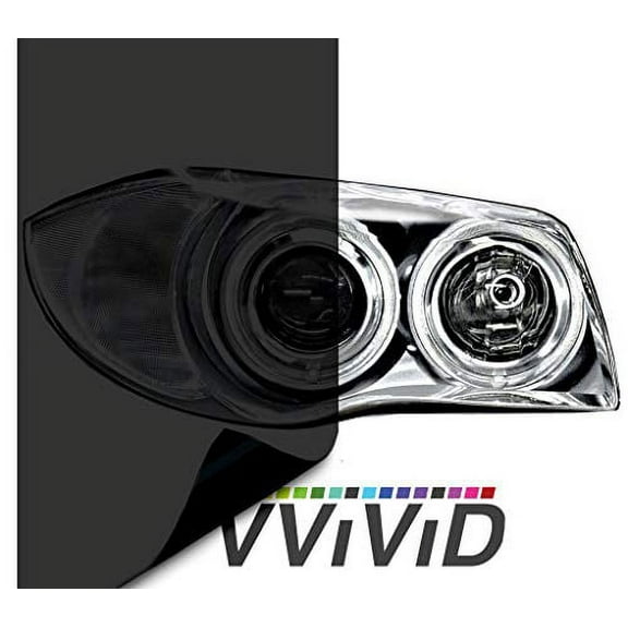 VViViD Dark Black Air-Release Headlight Taillight Tint Vinyl Wrap Automotive Light Covers, 2 Pack
