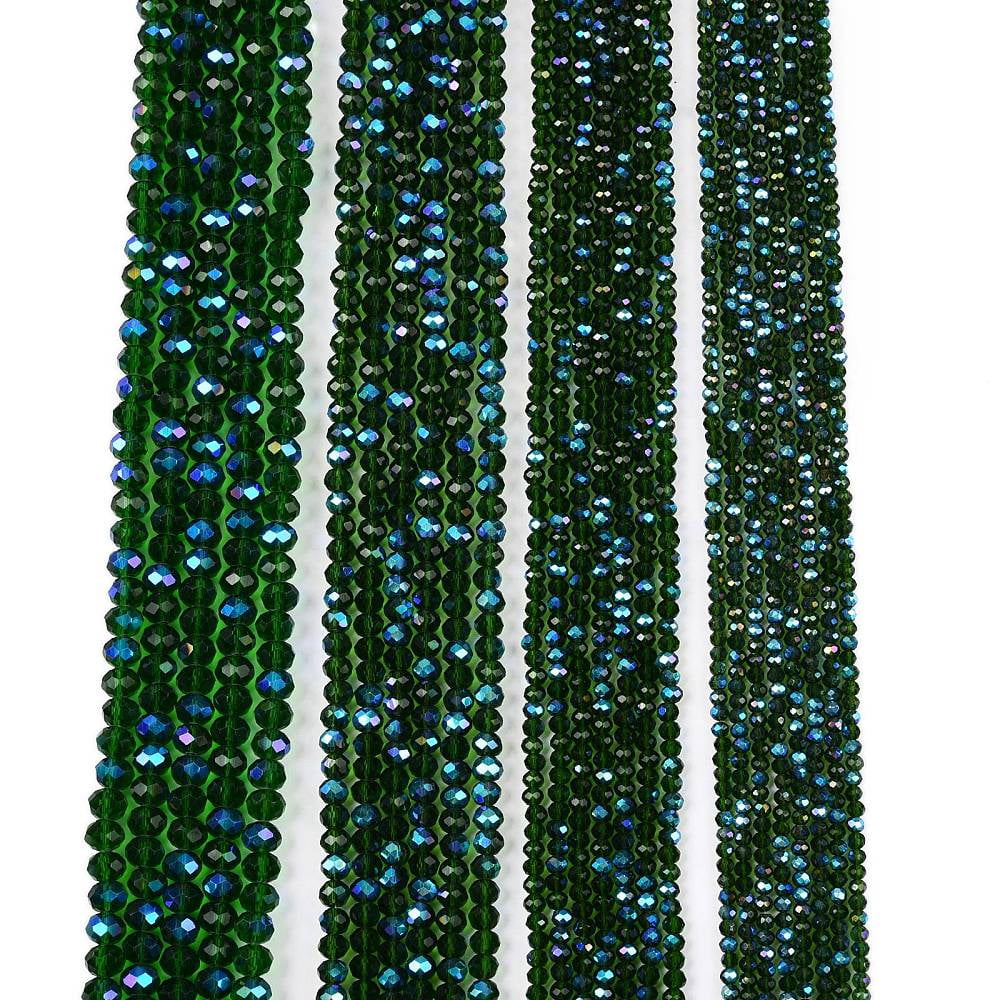 20Strand Electroplate Glass Beads Strands Half Rainbow Plated Faceted Rondelle Dark Green 8x6mm Hole: 1mm 64~65pcs/strand 40~41cm