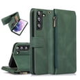 thumbnail image 1 of Feishell Wallet Case Fit for Samsung Galaxy S22 5G,Drop Protection PU Leather Zipper Pocket Magnetic Clasp Flip Holder ID Credit Card Slots Ultra Thin Phone Cover with Wrist Strap,Darkgreen, 1 of 15