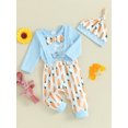 thumbnail image 2 of My First Easter Outfit Baby Boy Long Sleeve Bunny Romper Bodysuit +Suspender Pants Overalls+Hat 3pcs Gentleman Clothes Sets, 2 of 7