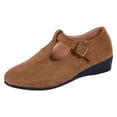 thumbnail image 5 of Rokment Wedge Dress Shoes for Women 2026 Spring Summer Fall Vintage Casual Suede Pointed Closed Toe Buckles Mid Heels Mary Jane Dressy Sandals Brown Size 9.5, 5 of 6