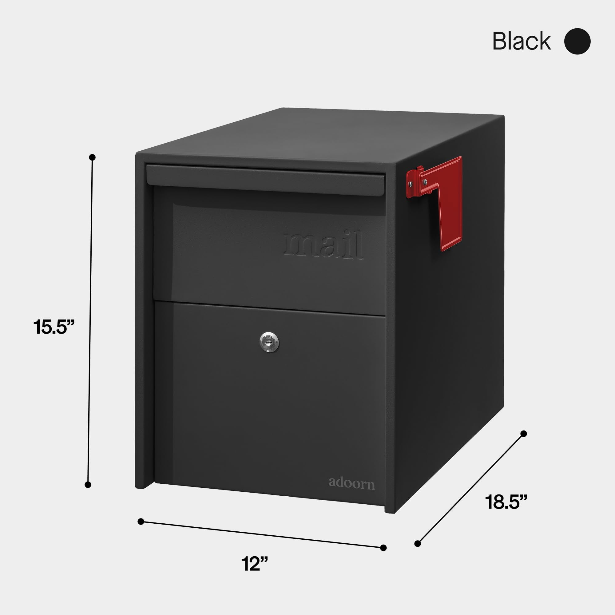 Adoorn Lockable Post Mount Mailbox | Large Size - Anti-Theft Locking Mailbox, 15.5" H x 12" W x 18.5" D, Weatherproof Mailboxes for Outside The House