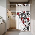 thumbnail image 4 of Abstract Lines No Hook Shower Curtain with Snap in Liner Black Gray Red Triangle Geometric Modern Waterproof Bathroom Shower Curtain with See Through Top Window for Bathtub 54" x 78", 4 of 9