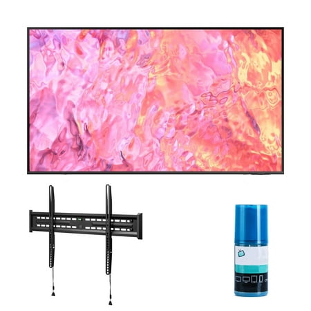 Samsung QN65Q60CAFXZA 65" QLED 4K Quantum HDR Dual LED Smart TV with a Walts FIXED-MOUNT-43-90 TV Mount for 43"-90" Compatible TV's and Walts HDTV Screen Cleaner Kit (2023)