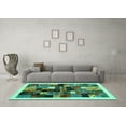 thumbnail image 3 of Ahgly Company Machine Washable Indoor Rectangle Abstract Turquoise Blue Contemporary Area Rugs, 8' x 12', 3 of 4
