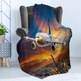 thumbnail image 4 of Travel Soft Flannel Fleece Blanket, Aerial View of Airport with Plane on the Air Night Scenery over City Sunset Image, Cozy Plush for Indoor and Outdoor Use, 70" x 90", Orange Blue, by Ambesonne, 4 of 5