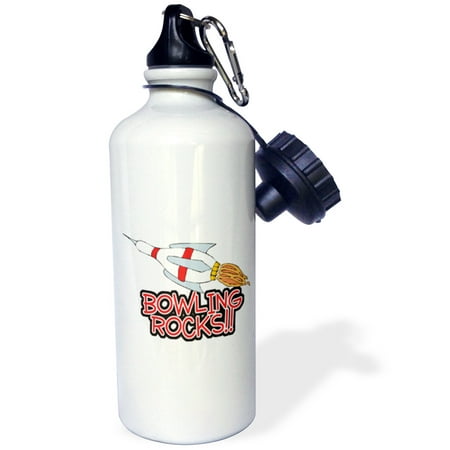 3dRose Bowling Rocks Pin Rocket Bowlers Sports Design, Sports Water Bottle, (Best Bottle Rocket Design For Time)