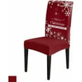 thumbnail image 6 of Chair Covers for Dining Room Set of 8,Merry Christmas Happy New Year Stretch Seat Protector Removable Washable Chairs Slipcovers for Kitchen Banquet Wedding Hotel,Snowflakes on Red, 6 of 6