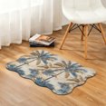 thumbnail image 2 of Scalloped Door Mat 18x30", Navy Blue Brown Absorbent Non Slip Welcome Mats for Front Door, Tropical Botanical Palm Leaves Retro Diatomaceous Entryway Rug for Indoor Bathroom Kitchen Entrance, 2 of 9