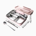 thumbnail image 3 of Stainless Steel Bento Box Divided Airtight Lunch Container with Secure Closure, 24 x 18.5 x 7 cm, Black/Blue/Pink/White, Meal Prep Food Box, 3 of 6