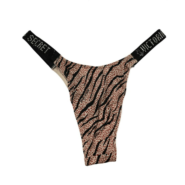 Victoria's Secret Very Sexy Bombshell Rhinestone Shine Logo Strap Brazilian  Panty Tiger Print Size Small NWT 