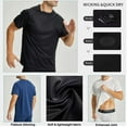thumbnail image 6 of YUSHOW 3 Pack Mens Athletic Shirts Moisture Wicking Quick Dry Men's Gym Performance T Shirts, L, 6 of 7