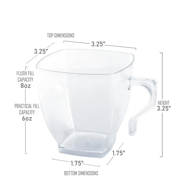 Plastic Mugs - Clear Square Coffee Mugs