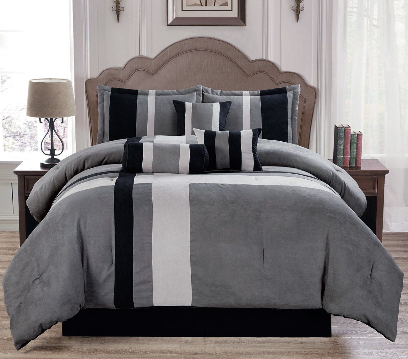 Soft Suede Gray Aberdeen 7 Piece Comforter Set Full Size Walmart