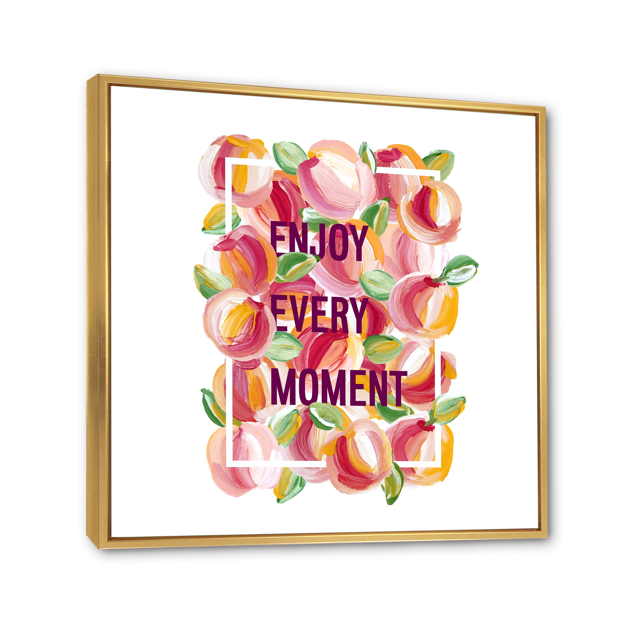Designart 'Enjoy Every Moment Over Colorful Flowers' Traditional Framed Canvas Wall Art Print