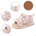 thumbnail image 5 of Baby Girls Summer Sandals with Knit Flower Open Toe Flat Beach Shoes Soft Sole Indoor Crib Walking Shoes Beige 3 Infant, 5 of 5