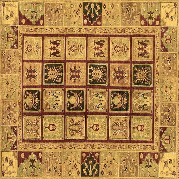 Ahgly Company Indoor Square Abstract Brown Modern Area Rugs, 7' Square