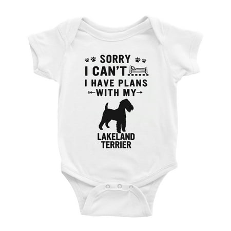 

Sorry I Can t I Have Plans With My Lakeland Terrier Love Pet Dog Funny Baby Bodysuit (White 0-3 Months)