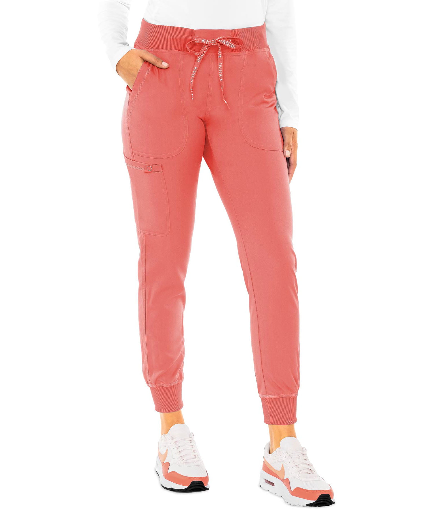 MED COUTURE Women's Touch Jogger Yoga Scrub Pants, Color: Coral, Size: S  Petite 
