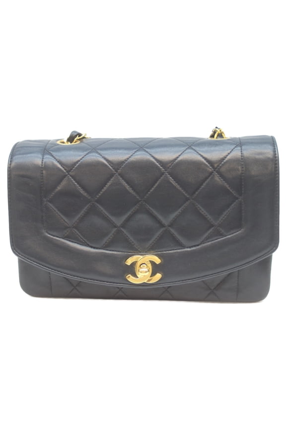 Pre-Owned CHANEL No. 2 A01164 D Navy Lamb Diana 22 Chain Shoulder Bag, Navy, GD Hardware,...