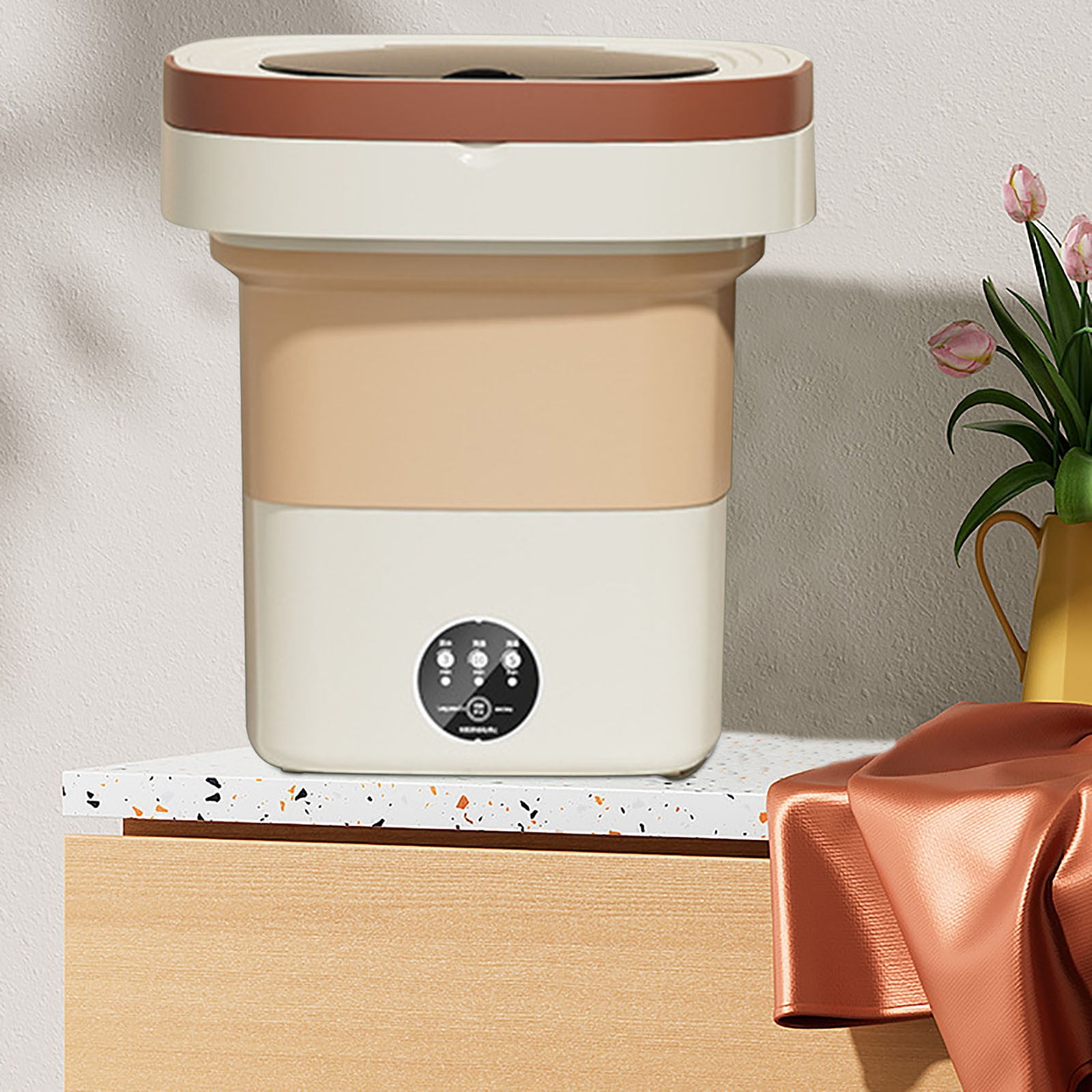 Anckoeil Folding Small Washing Machine Underwear Washing Machine Portable Can Dehydration Dormitory Students Travel Home