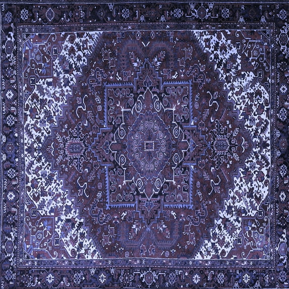 Ahgly Company Machine Washable Indoor Square Persian Blue Traditional Area Rugs, 8' Square
