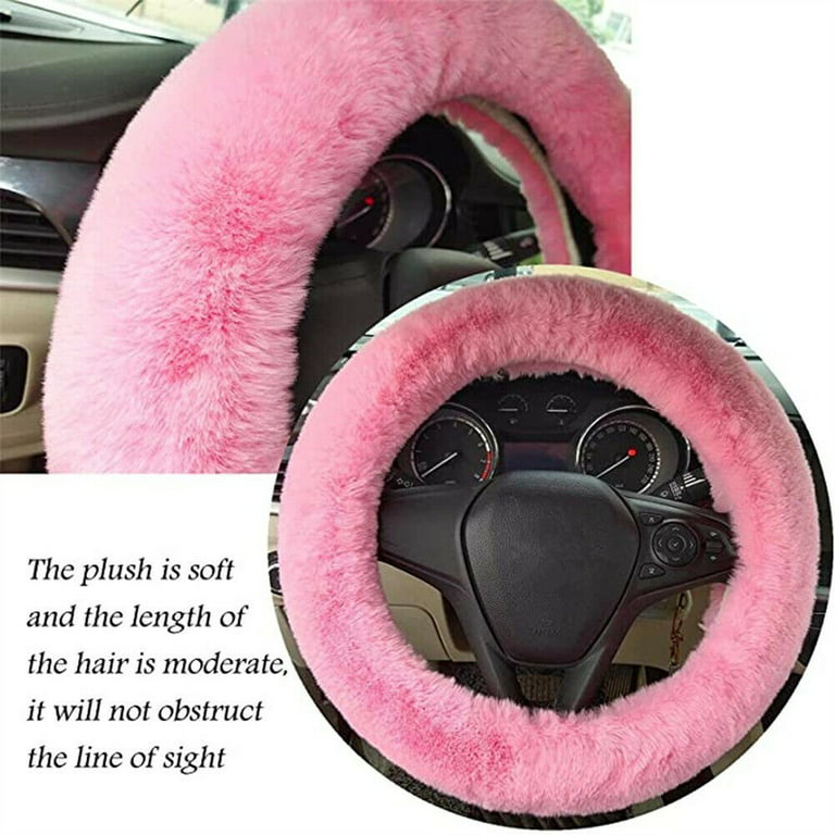 Dropship Grey Winter Plush Steering Wheel Cover Warm Car Wheel