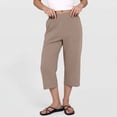 thumbnail image 3 of Bixock Carpi Pants for Women Jogger Sweatpants Solid Color Linen Pants Drawstring Waist Loose Wide Leg 3/4 Length Casual Bottoms Vacation Clothes, 3 of 5