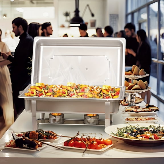 1/2/4/6 Pack 9QT Stainless Steel Chafing Dish Buffet Chafer Set With Foldable Frame, Water Pan, Fuel Holder, Lid - Food Warmers For Catering, Wedding, Dining