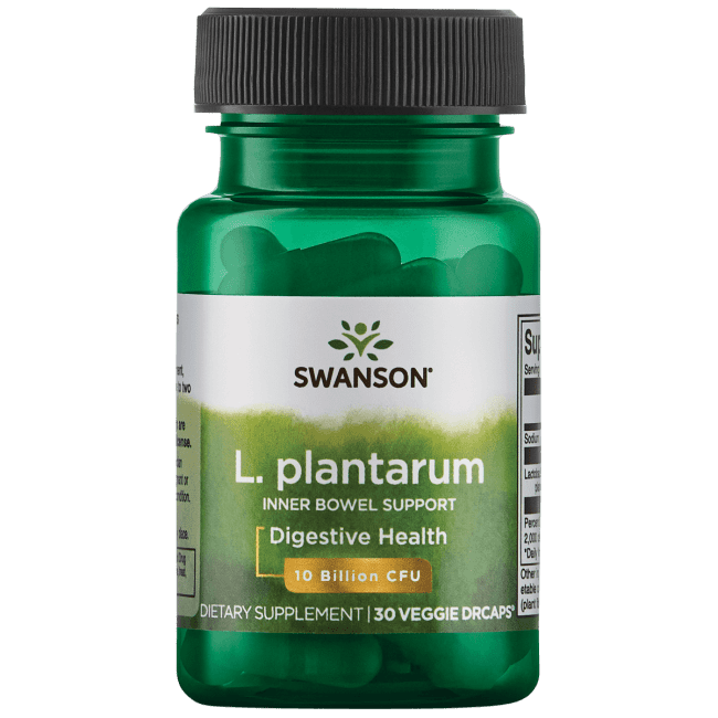 Swanson Lactobacillus Plantarum Inner Bowel Support Probiotic Vegetable Capsules, 10 Billion Cfu, 30 Ct