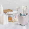 thumbnail image 4 of Compartimentos de soporte de cepillo de eléctrico de plástico multifunción, maquinilla de afeitar para pasta de , organizador de maquil Pequeño azul claro Macarena titular de pasta de dientes, 4 of 8